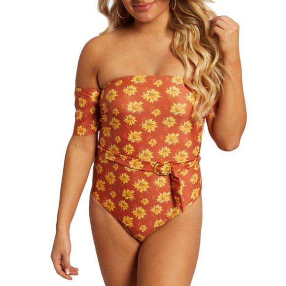 Juicy Couture Other - Juicy Couture Floral One-Piece - Orange/Yellow M